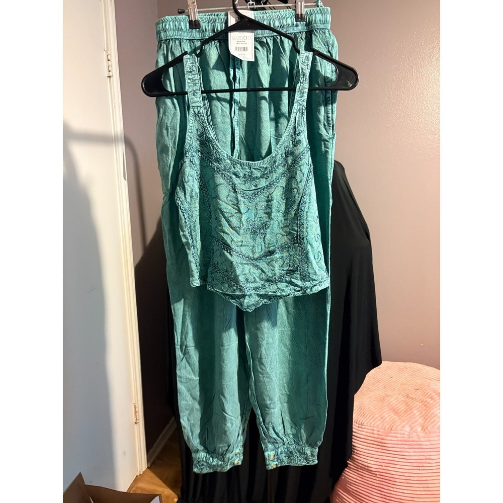 Rhea - Teal Harem Pants and Halter Set - One Size (S/M)